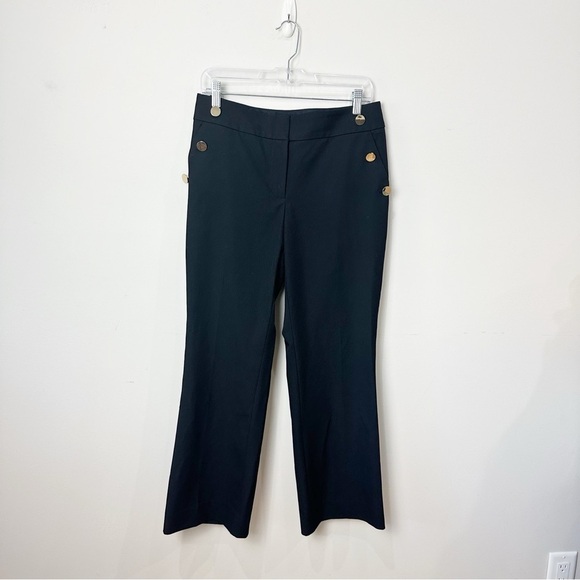 Loft Julie Trouser Sailor Straight Leg Pants Black Gold Button Nautical - Picture 1 of 8